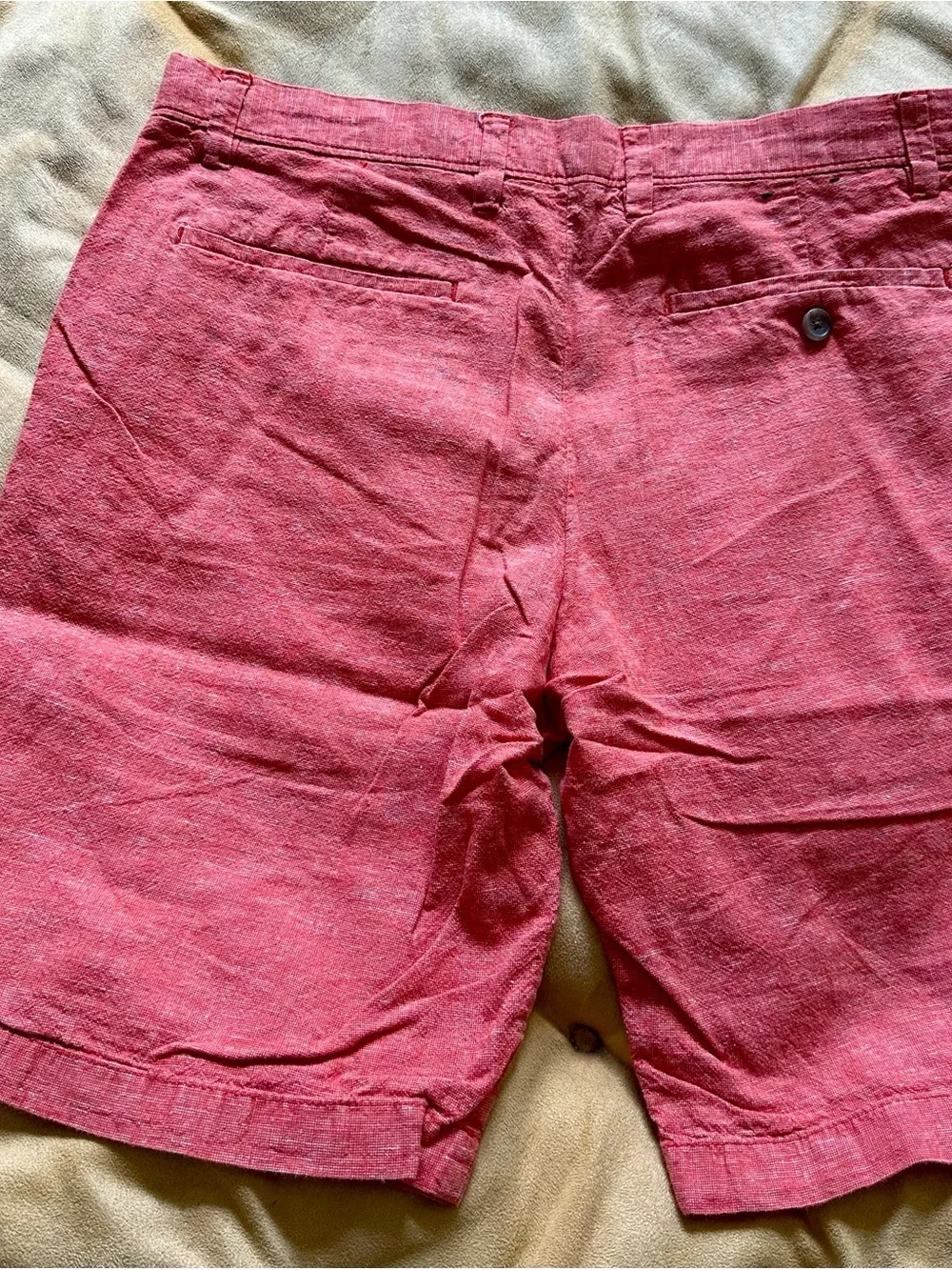 Banana Republic Men's Coral Red Casual Linen-Blend Shorts